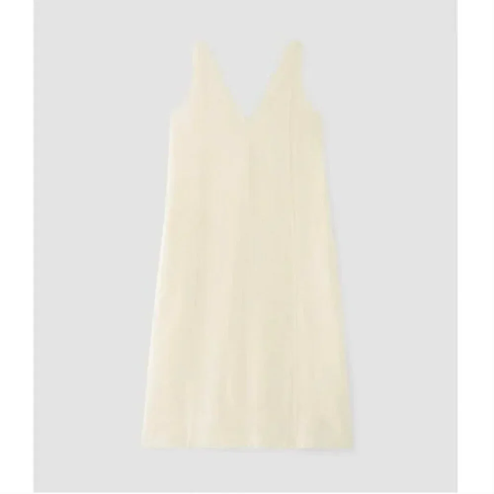 NEW Everlane The Linen V-Neck Midi Dress Womens 2 Bone - Picture 6 of 12